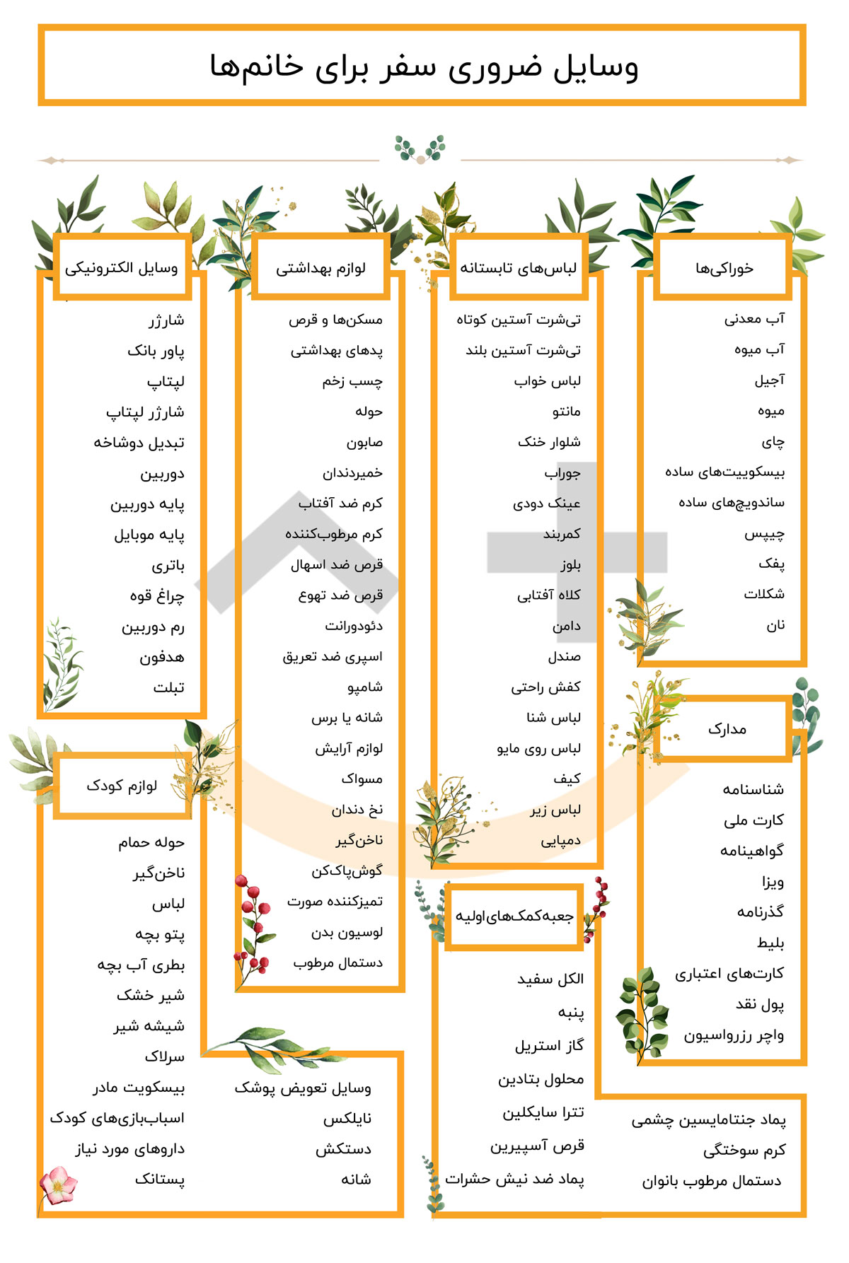 وسایل ضروری سفر برای خانم ها