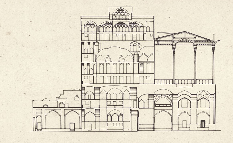 پلان کاخ عالی قاپوی اصفهان